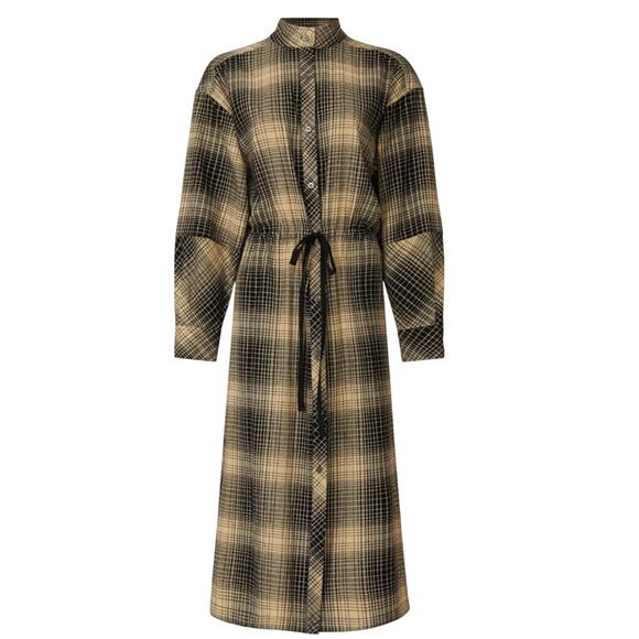 Joie Gray Plaid Blouson Shirt Dress MEDIUM Flannel Cotton Western Designer $300 - Picture 8 of 13